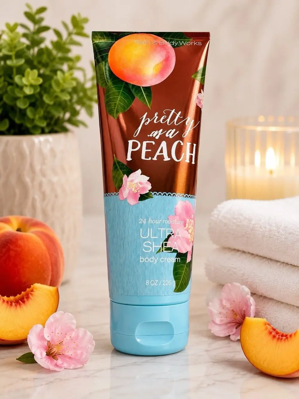 Bath & Body Works Pretty As A Peach Ultra Shea Body Cream 8 Oz New